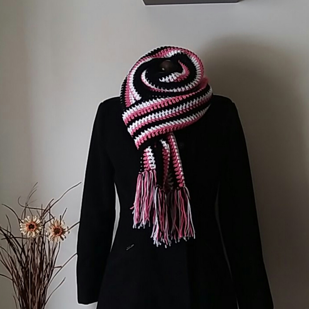 10 Foot Long Crocheted by me Fringed Scarf